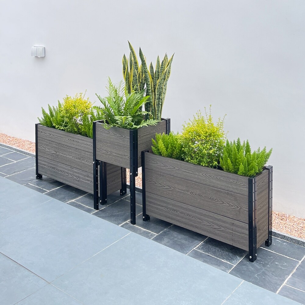 Corner and 2 Trough Planter Bundle Grey