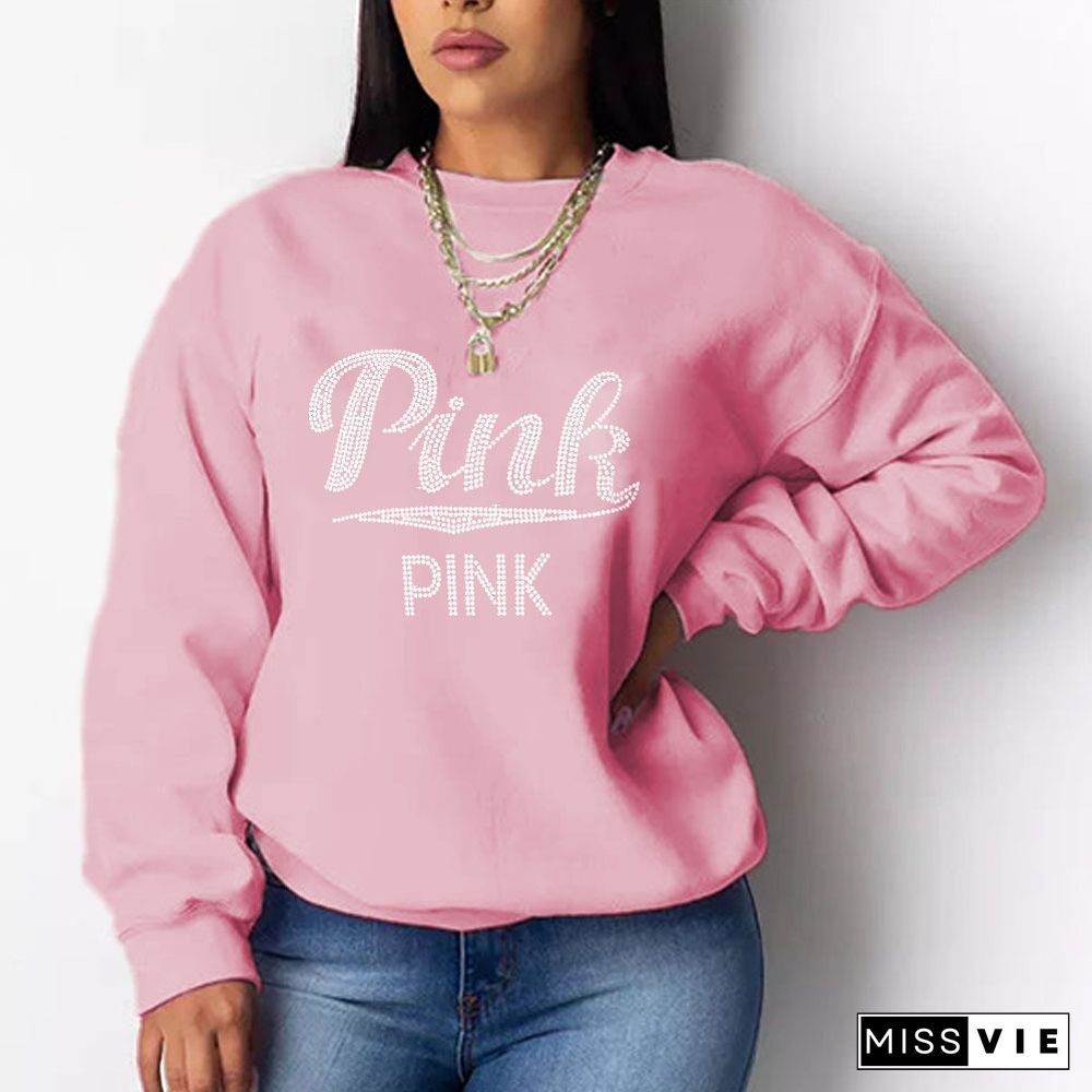 Winter PINK Letter Long Sleeve Pullover Sweatshirts