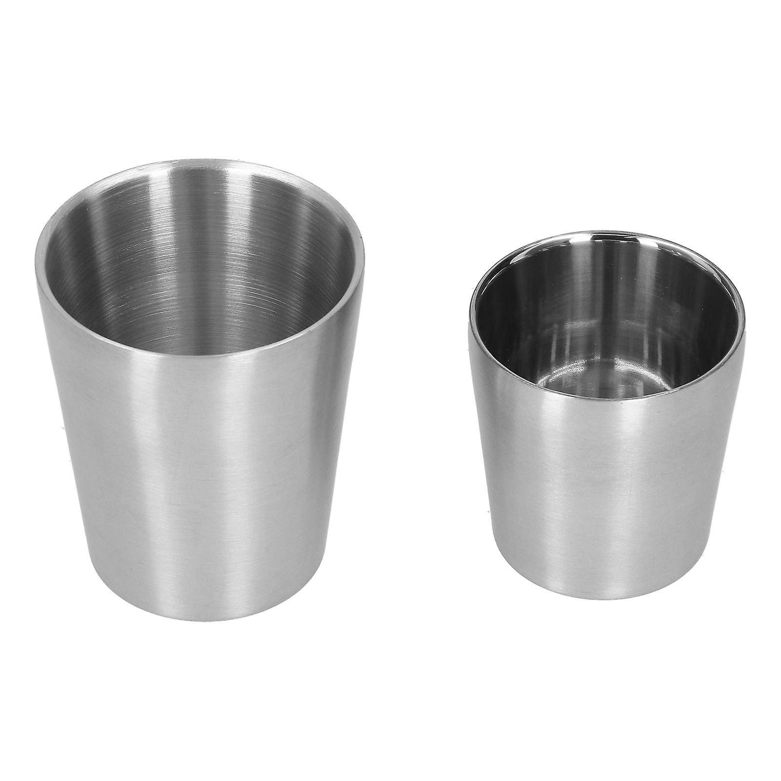 2pcs 304 Stainless Steel Mugs Double Wall Beer Wine Cups Coffee Mug (180ml 300ml)