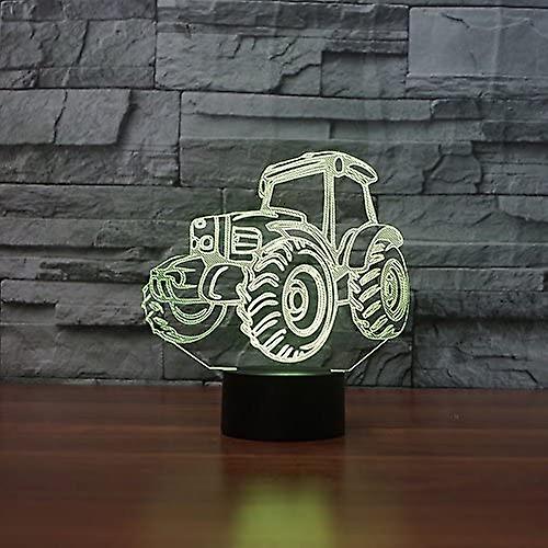 3d Car Tractor Night Light Touch Switch 7 Color Change Led Table Desk Lamp Acrylic Flat Abs Base Usb Charger Home Toy Birthday Xmas Kid Children Gift