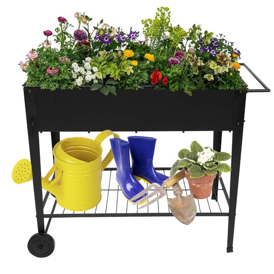 ES Raised Planter Box with Legs Wheels Garden Bed Outdoor Elevated Growing Standing Bed for Vegetables Flower Herb Backyard Patio Balcony