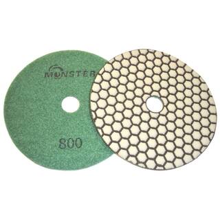 Monster 5 in. Dry Diamond Polishing Pads Set of 8 with Black Buff with Back Holder 5DPDNGSETB