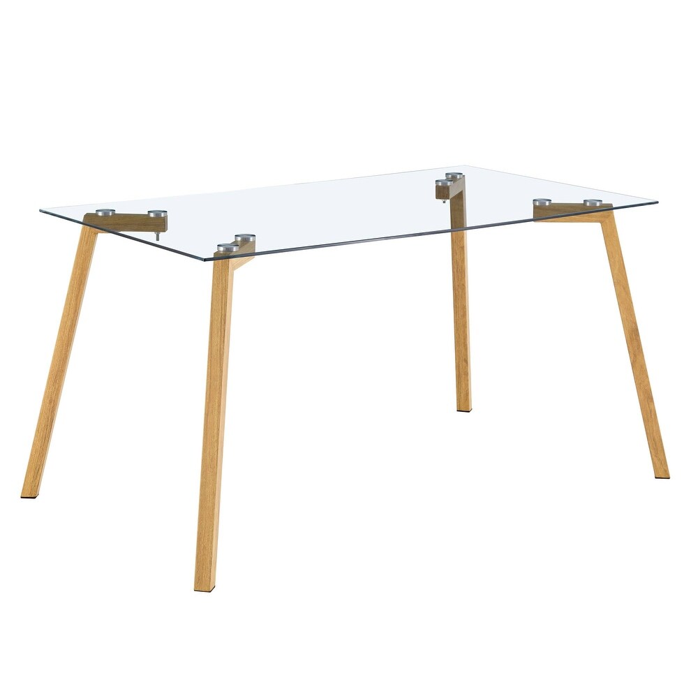 Glass Dining Table Modern Minimalist Rectangular for 4 6   Gold