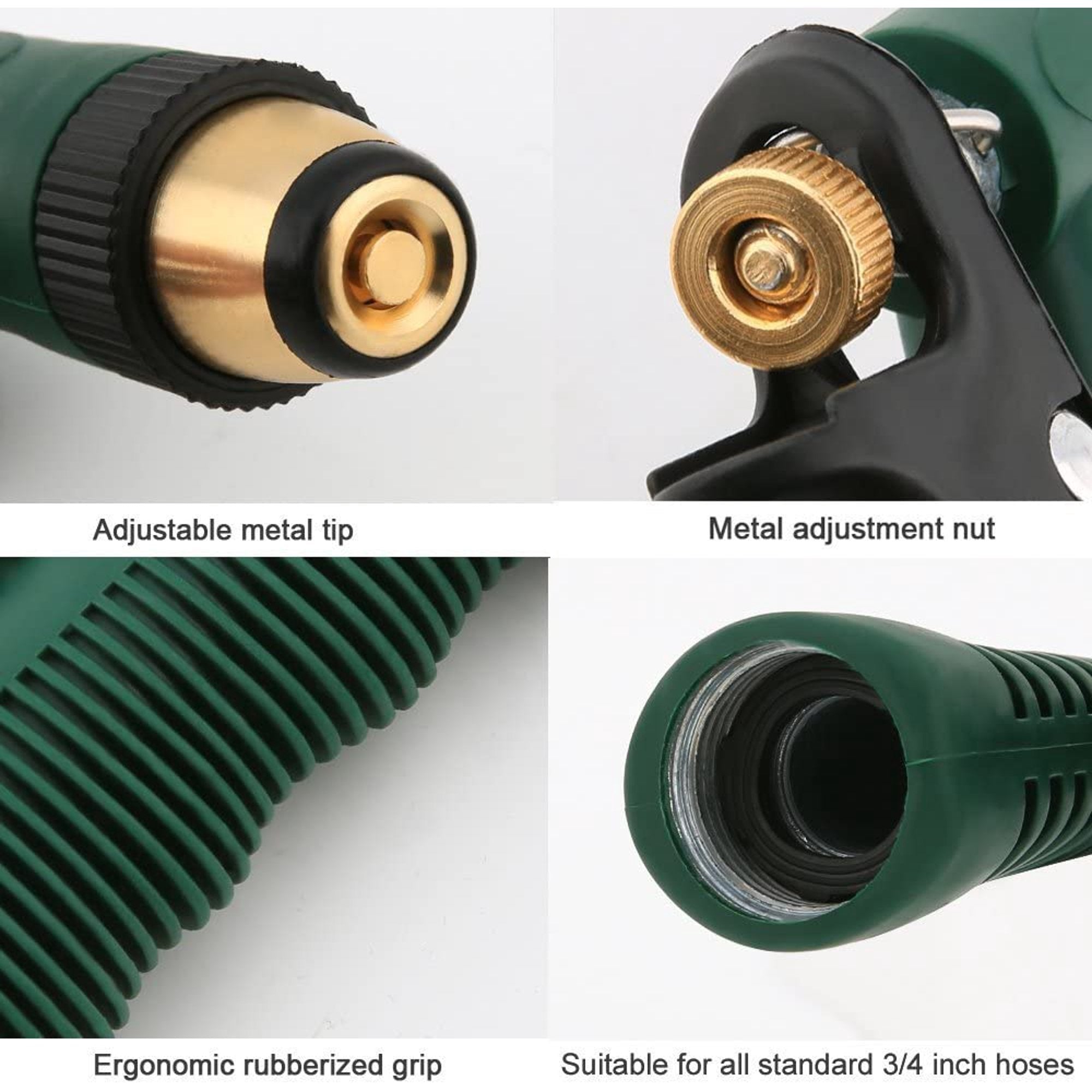 Garden Hose Nozzle， Crenova Water Hose Nozzle， Single Jet Water Sprayer High Pressure Car Wash Gun Multifunction Nozzle， Green