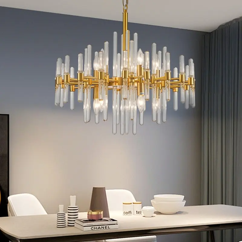 24 in. Gold Modern Crystal Chandelier 10-Light Drum Crystal Glass Chandelier Kitchen Island Pendant Lighting for Dining Room