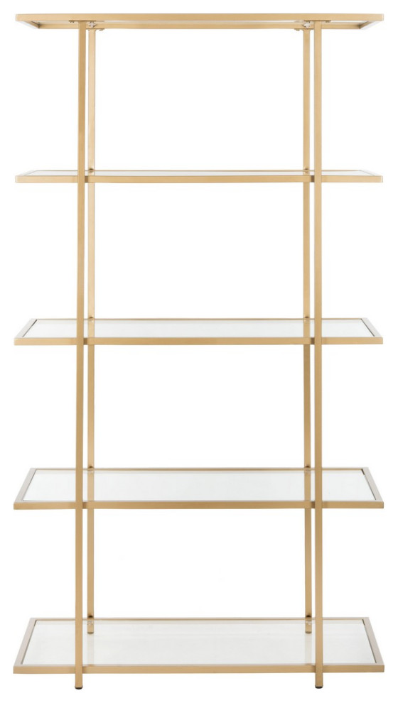 Leena 5 Tier Etagere/ Bookcase French Silver/ Clear   Contemporary   Bookcases   by Peachtree Fine Furniture  Houzz