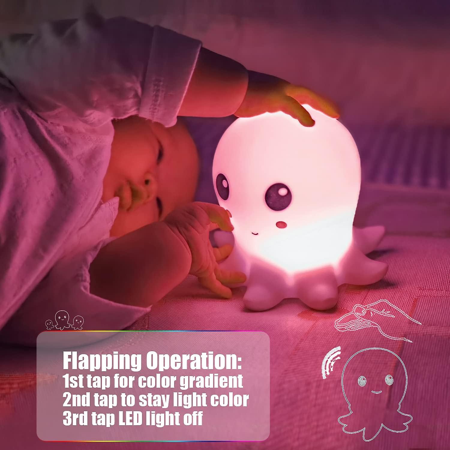 Silicone Octopus Light For Breastfeeding， Nursery Squishy Lamp， Cute Animal Bedside Lamp For Baby Kids Teens， Soft Nightlight With Touch Sensor