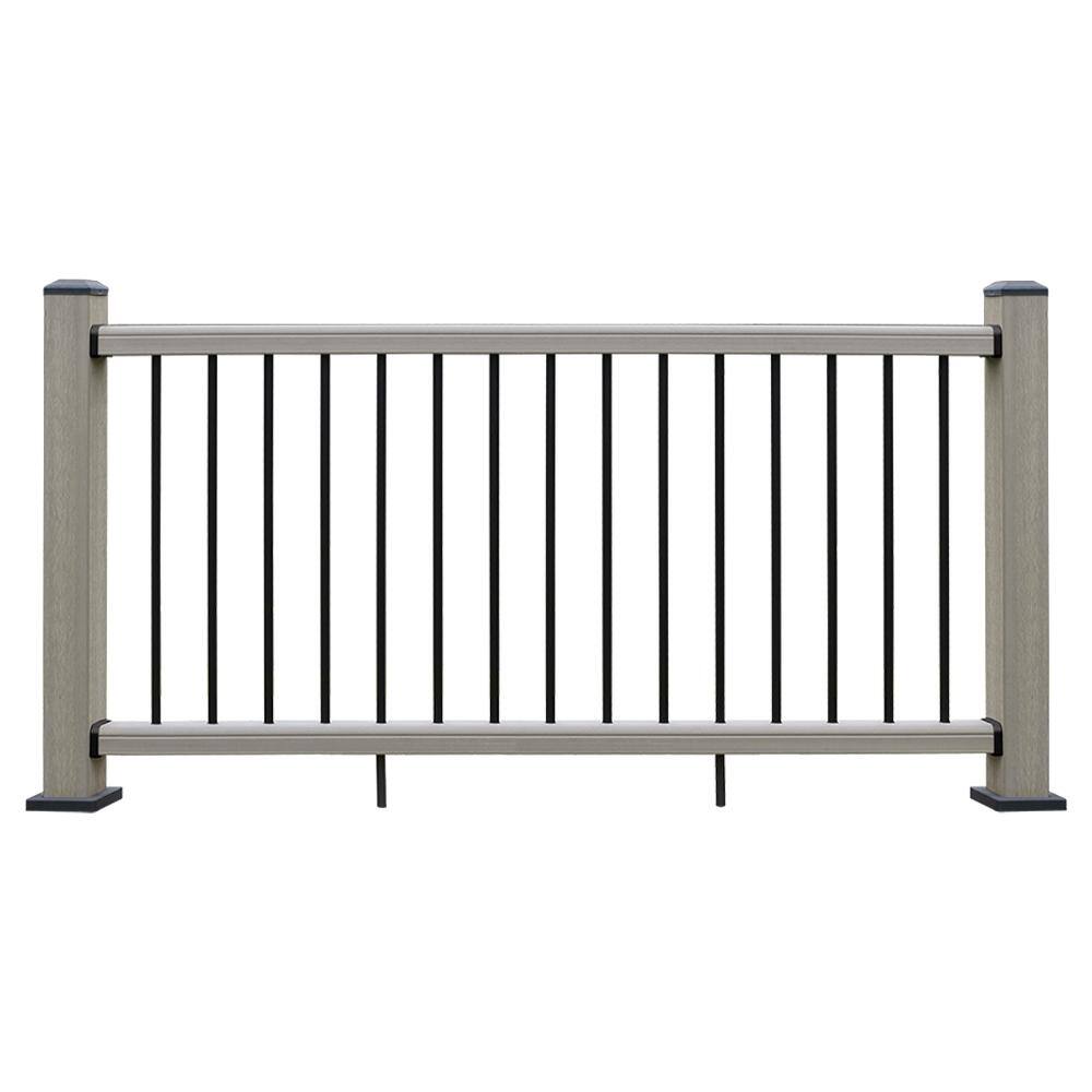 NewTechWood Ultrashield Hemispheres 36 in. x 3 in. x 6 ft. Roman Antique Gray Composite Railing Kit CAN-636RK-ALU-ZX-AT