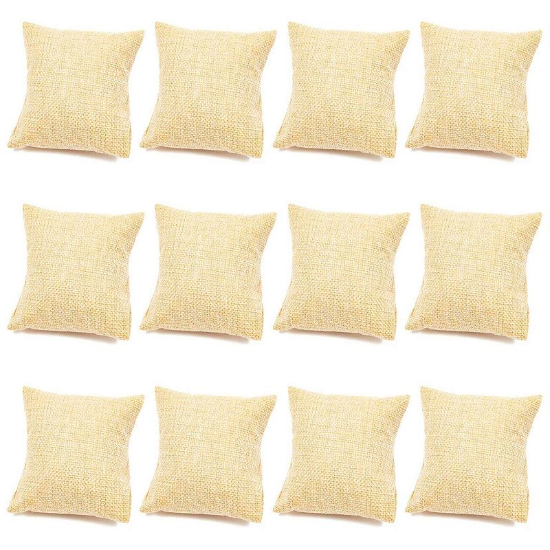 12 Pack Linen Bracelet Cushion Pillows for Watches and Bangles， Jewelry Display for Selling， Beige (3 x 3 In)