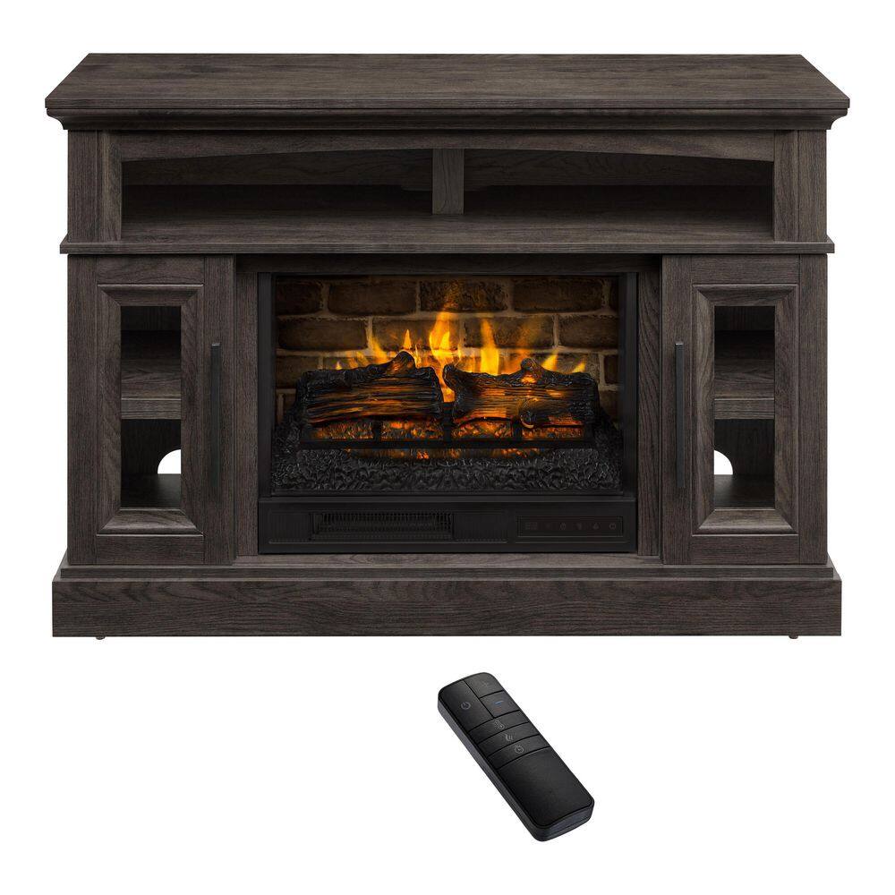 StyleWell Stanwich 48 in. Freestanding Electric Fireplace TV Stand in Warm Gray Taupe with Charcoal Birch Grain HDFP48-53E