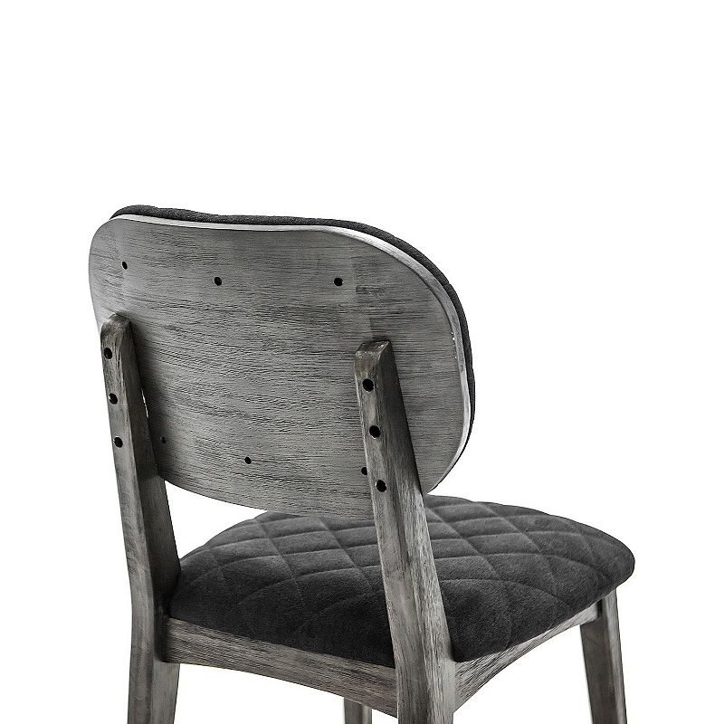 Diamond Stitched Back and Seat Dining Chair， Set of 2， Gray