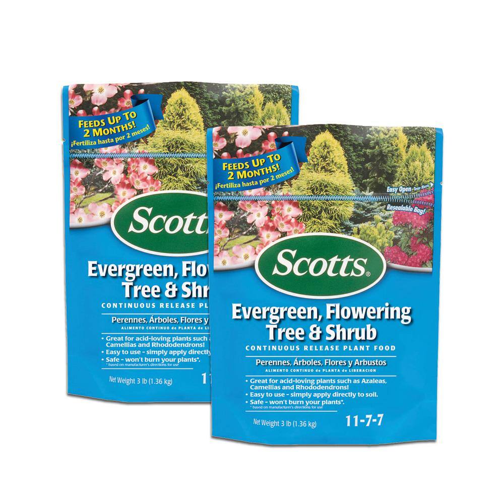 Scotts 3 lbs. Evergreen Flowering Tree and Shrub Continuous Release Plant Food (2-Pack) VB02200