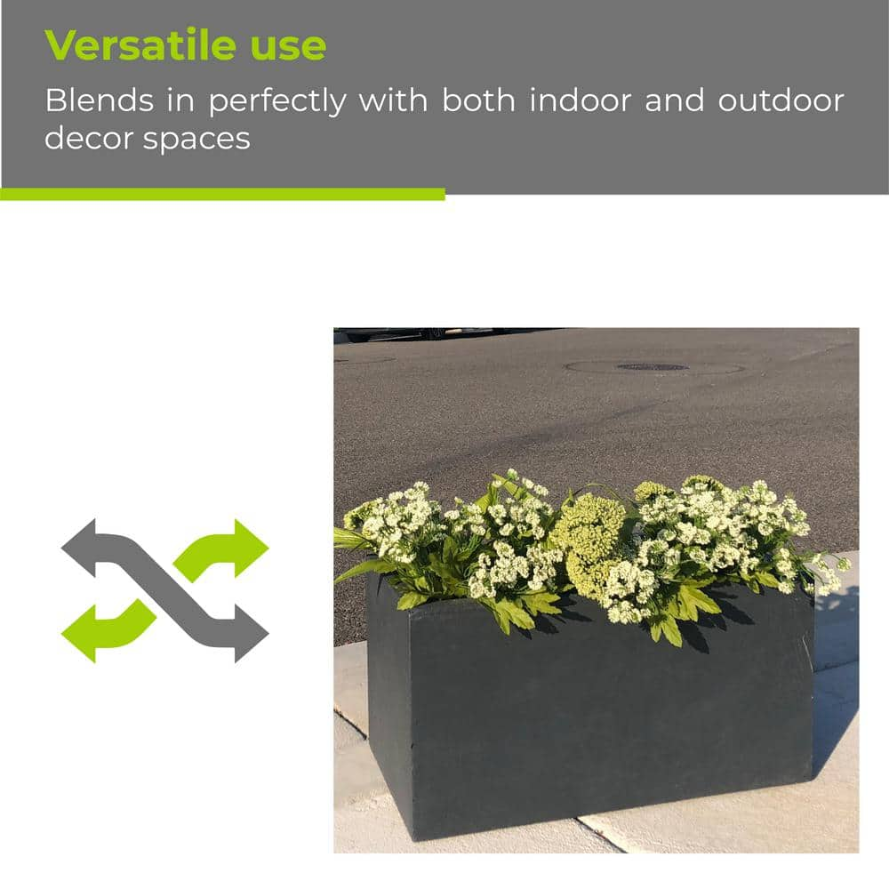 KANTE 31 in. L Rectangular Charcoal Concrete/Fiberglass Indoor Outdoor Modern Planter OSF0104B-C60121