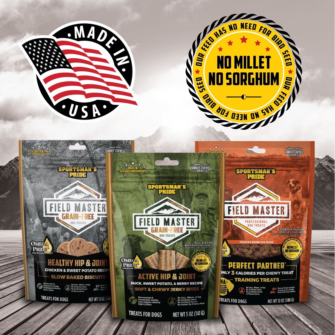 Sportsman's Pride Field Master Active Hip and Joint Duck， Sweet Potato and Berry Recipe Grain-Free Jerky Bites Dog Treats