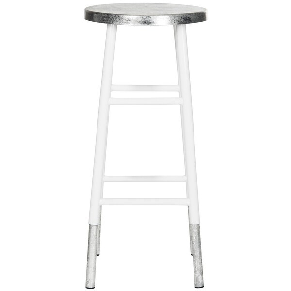 SAFAVIEH 30 -inch Kenzie Silver Dipped White / Silver Barstool - 13.5