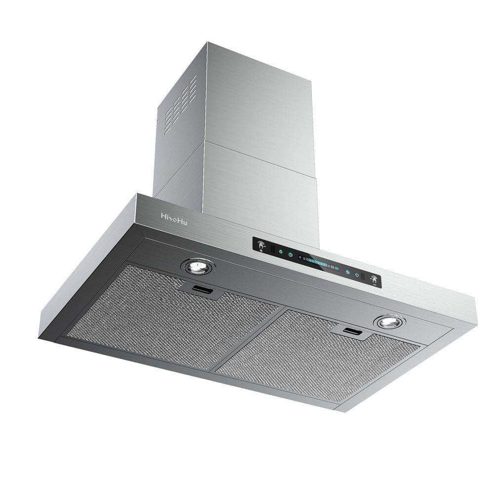 HisoHu 36 in 763 CFM Ducted Wall Mount with Light Range Hood in Stainless Steel