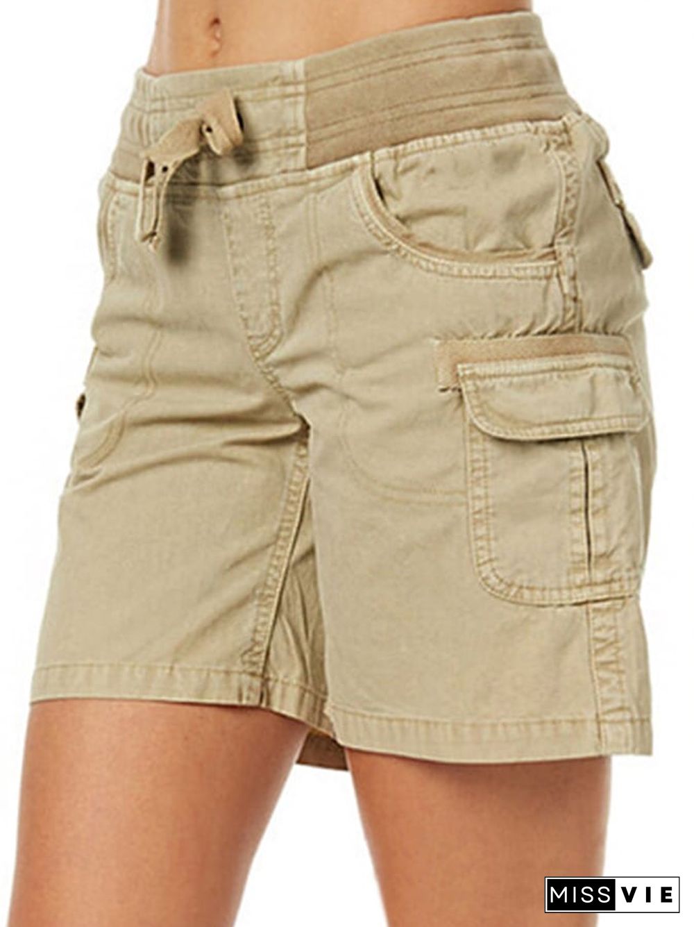 Women's Solid Color Cargo Shorts