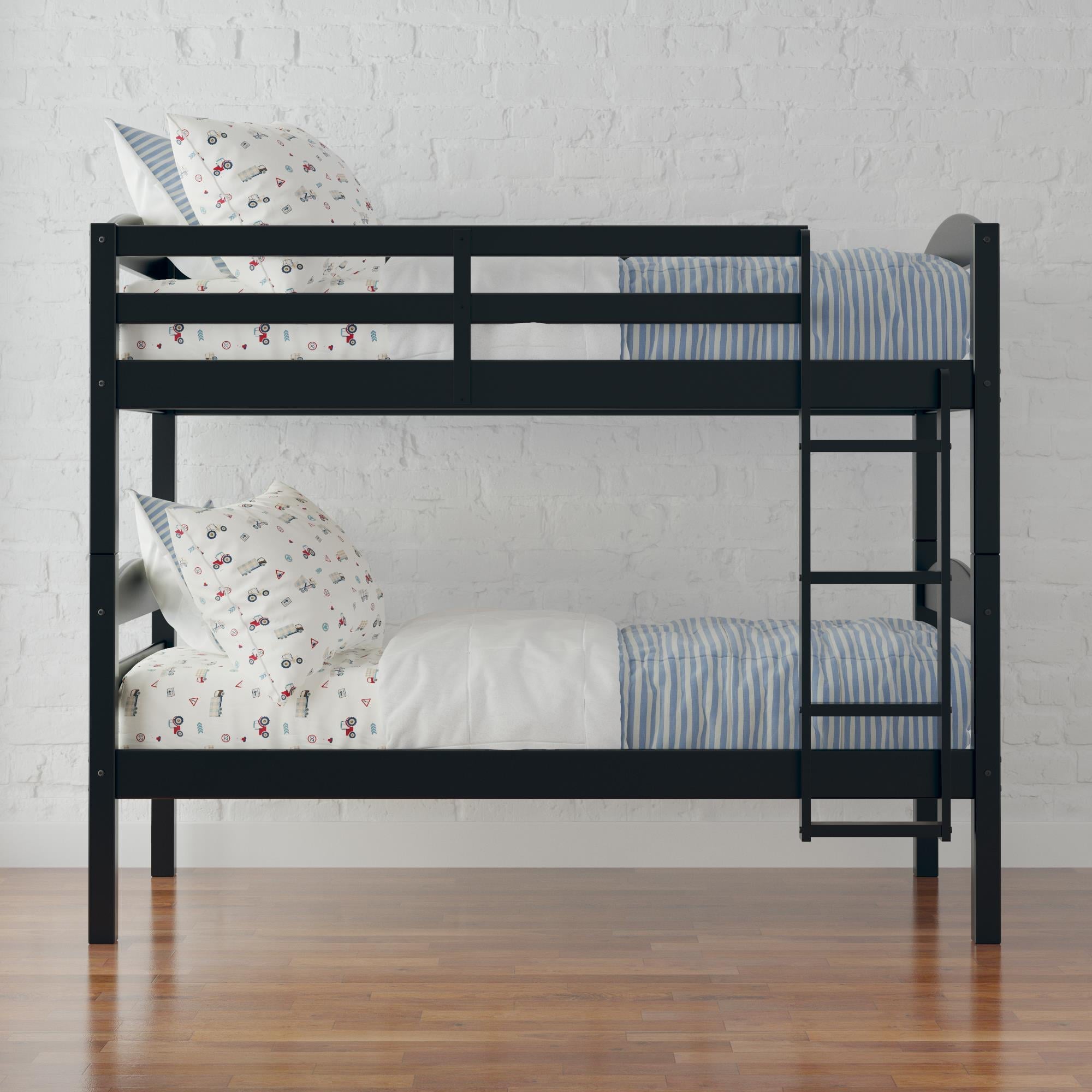 Better Homes and Gardens Leighton Kids Twin over Twin Wood Bunk Bed, Black