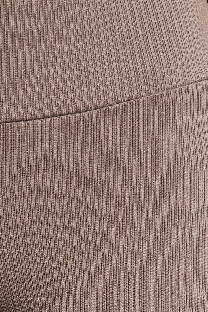Brown Fold Back Flare Leg Pants