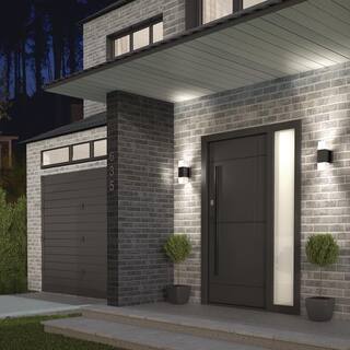 Artika Lenox Black Modern 3 CCT Integrated LED Outdoor Hardwired Garage and Porch Light Lantern Sconce OUT-LEC-BL