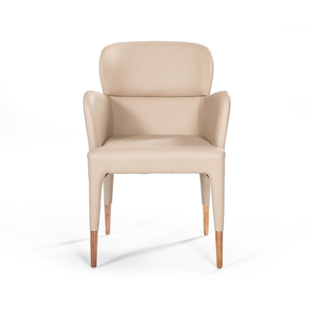 Modrest Ogden Modern Beige and Rosegold Dining Armchair