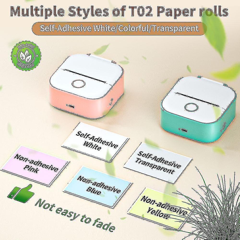 Phomemo T02 Mini Printer Portable Printer Thermal Printing Sticker Wireless Inkless Pocket Printer Self-adhesive Label Printer