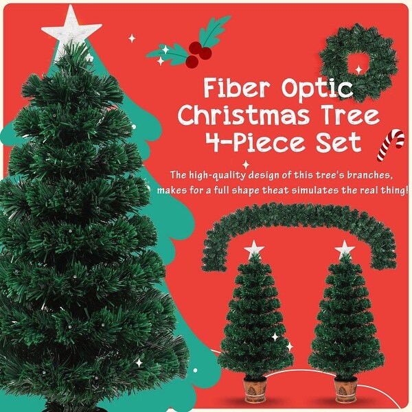 Prelit Optical Fiber Christmas Artificial Tree 4Piece Set