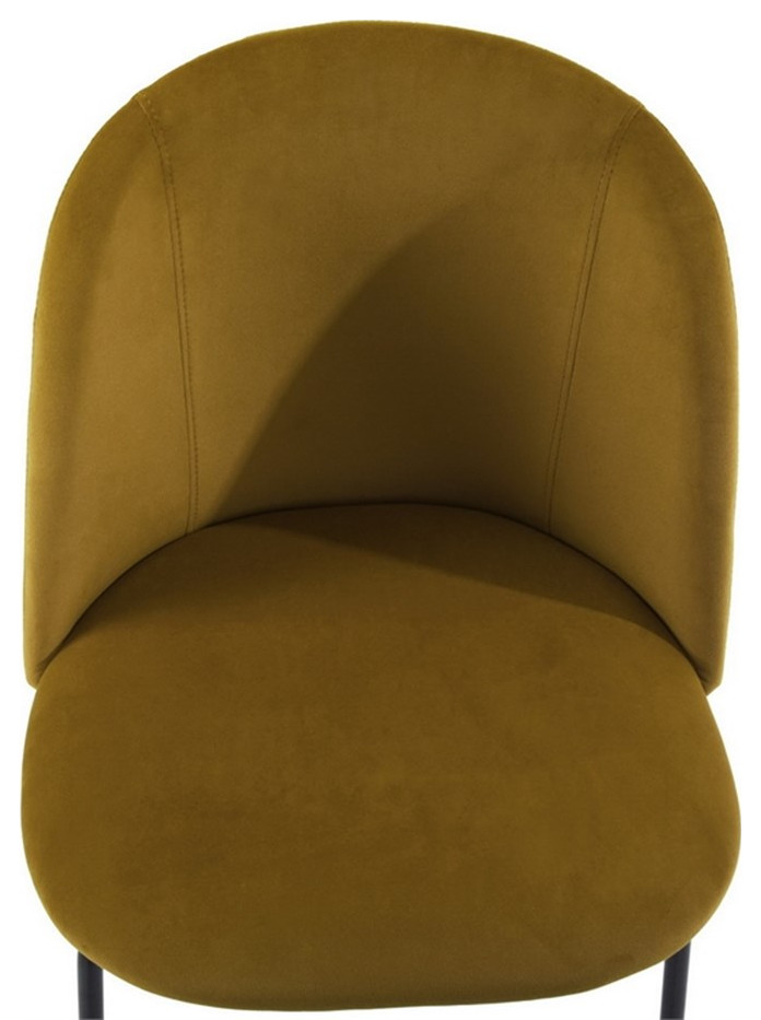 Homycasa Yellow Fabric Dining Chairs (Set of 2)   Midcentury   Dining Chairs   by Homesquare  Houzz