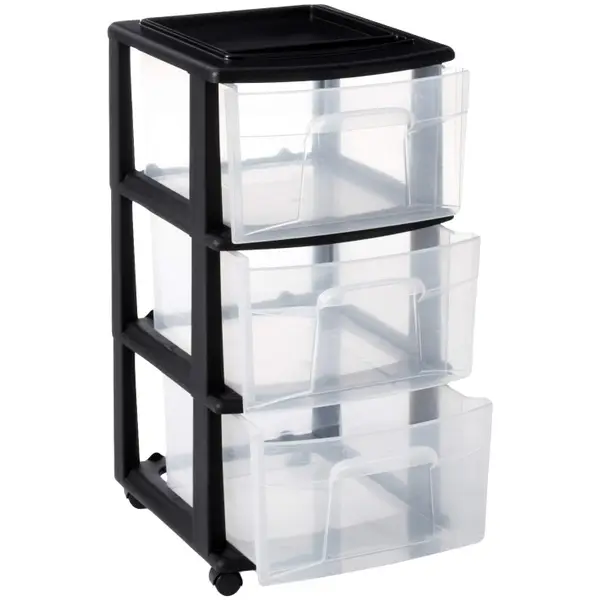 Homz 3-Drawer Black Wheeled Cart