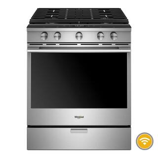 Whirlpool 5.8 cu. ft. Smart Contemporary Handle Slide-in Gas Range with Air Fry With Connection in Stainless Steel WEGA25H0HZ