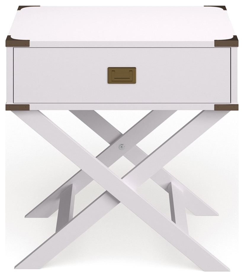 Bowery Hill Contemporary Wood X Shape Legs End Table in White   Transitional   Side Tables And End Tables   by Homesquare  Houzz