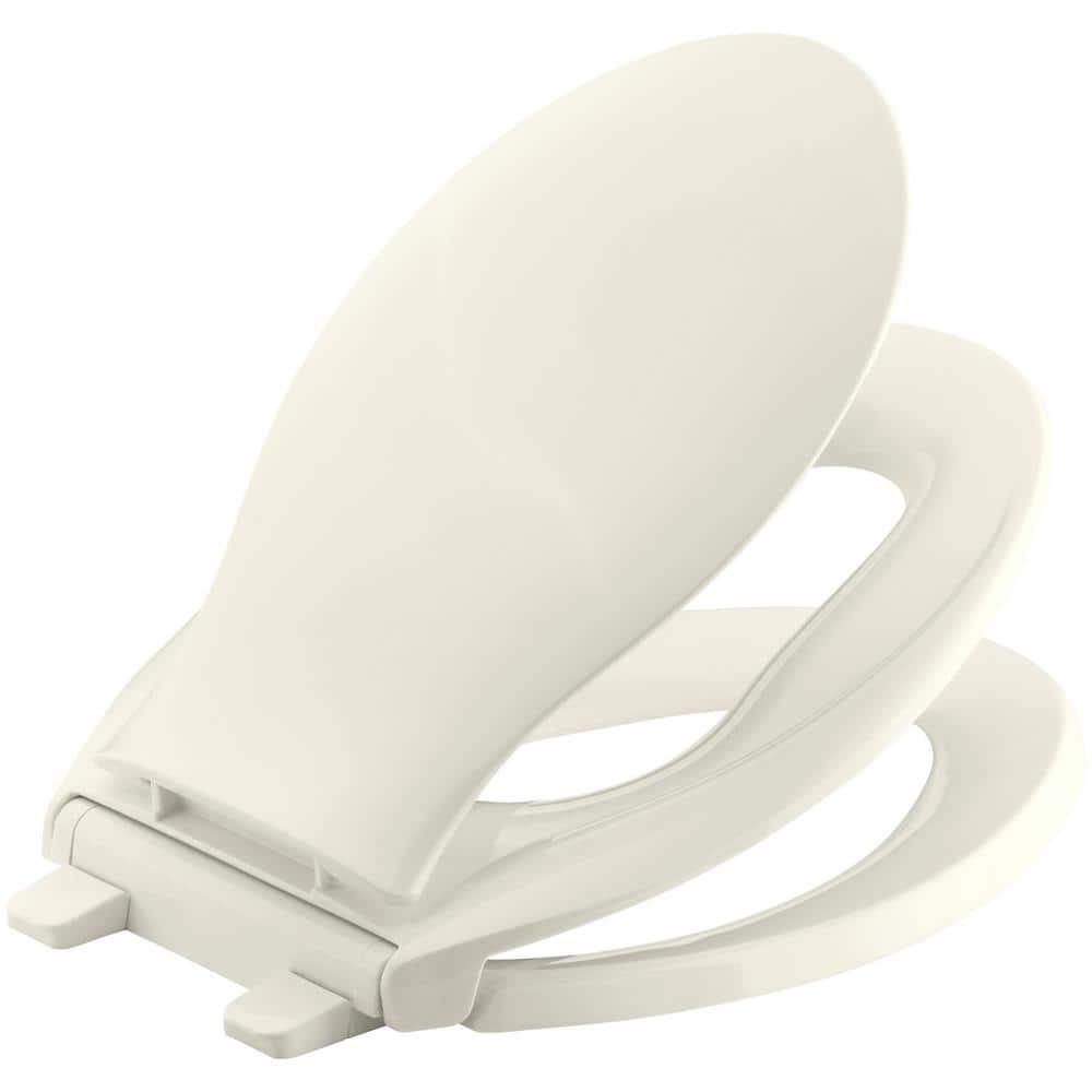 KOHLER Transitions QuietClose Elongated Toilet Seat with Griptight Bumpers in Biscuit