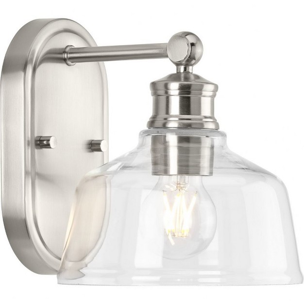 Progress Lighting Singleton 1 light Vanity Fixture Brushed Nickel Clear Glass Shade