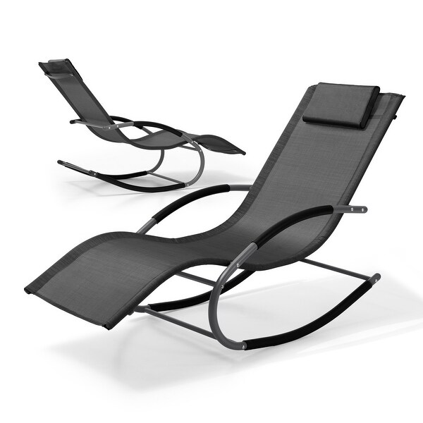 Pellebant Patio Rocking Chairs Chaise Lounge Chairs (Set of 2)