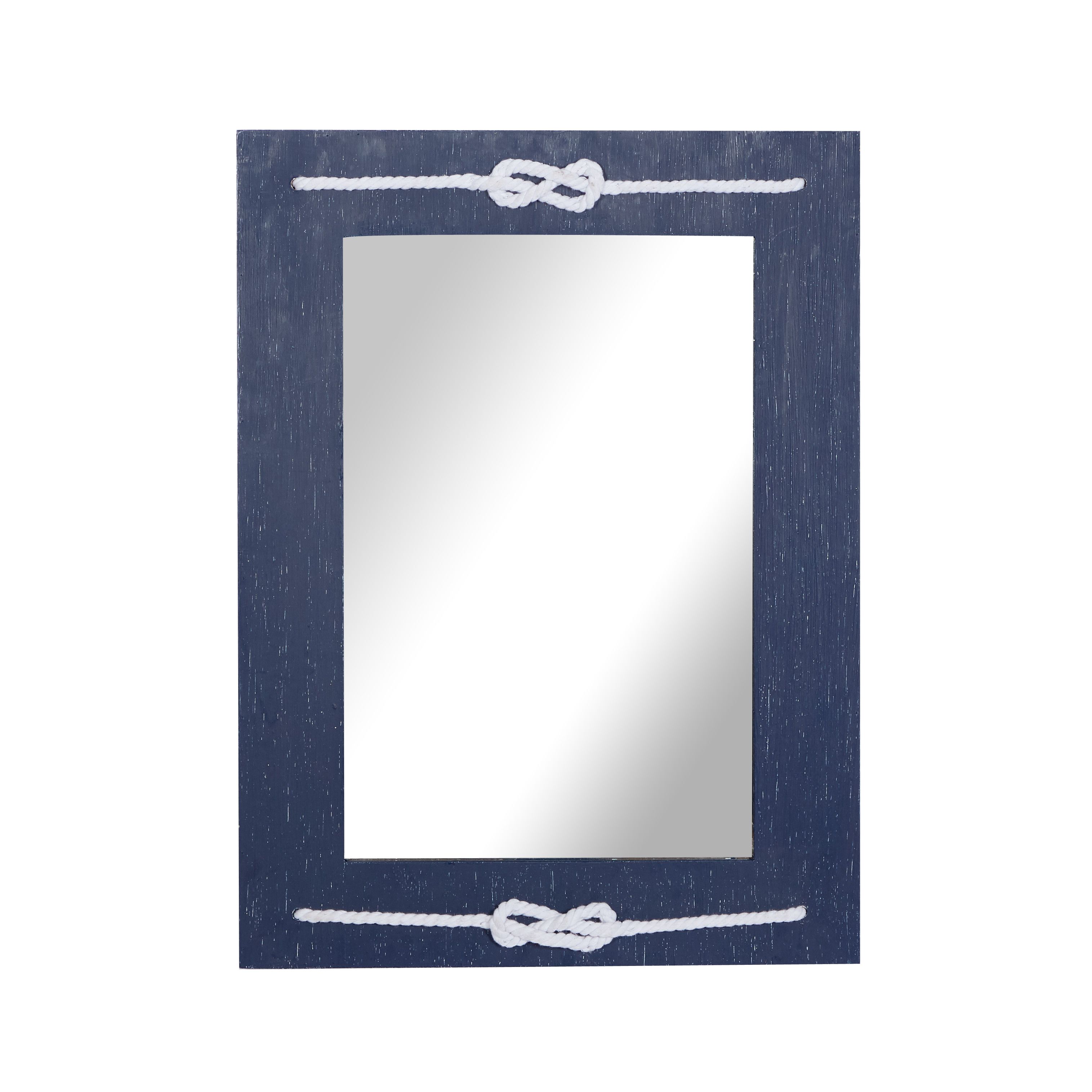 Blue Wood Contemporary Wall Mirror 31 x 23 x 2