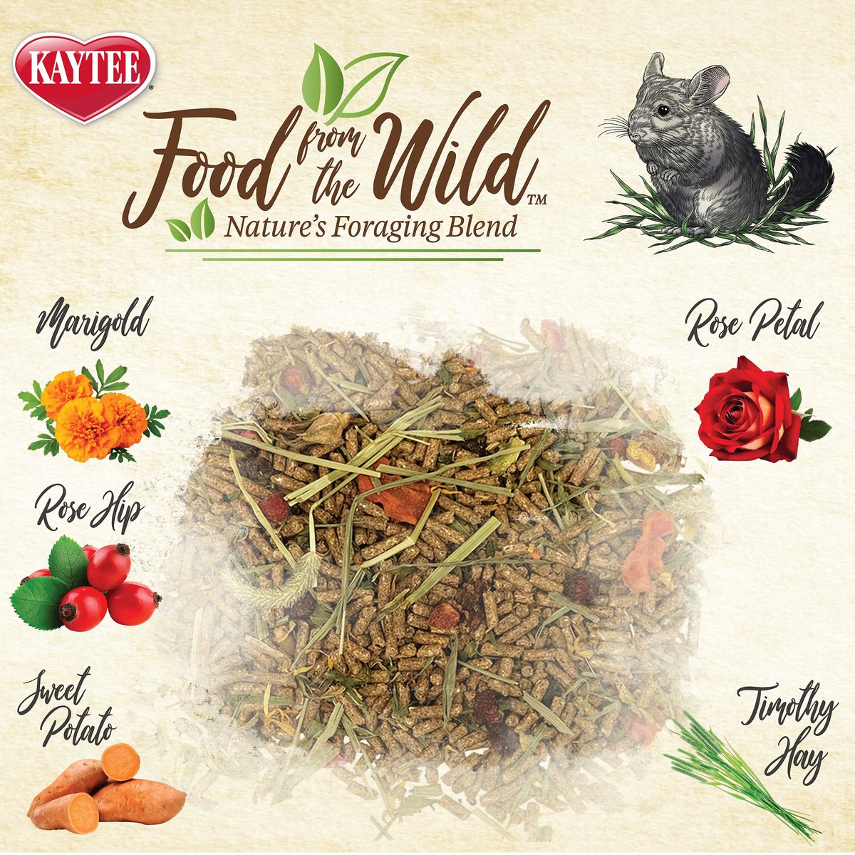 Kaytee Food From the Wild Chinchilla Food， 3-lb bag