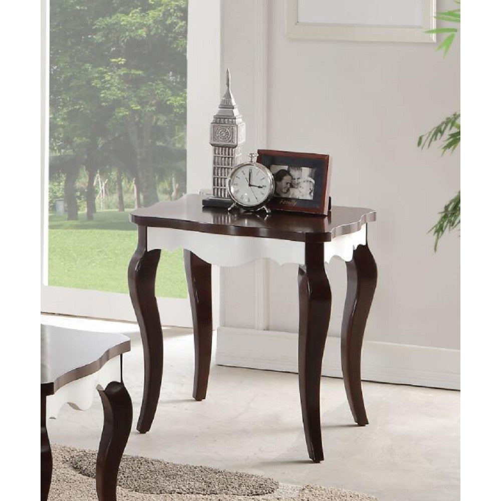 Traditional Style Mathias End Table in Walnut and White