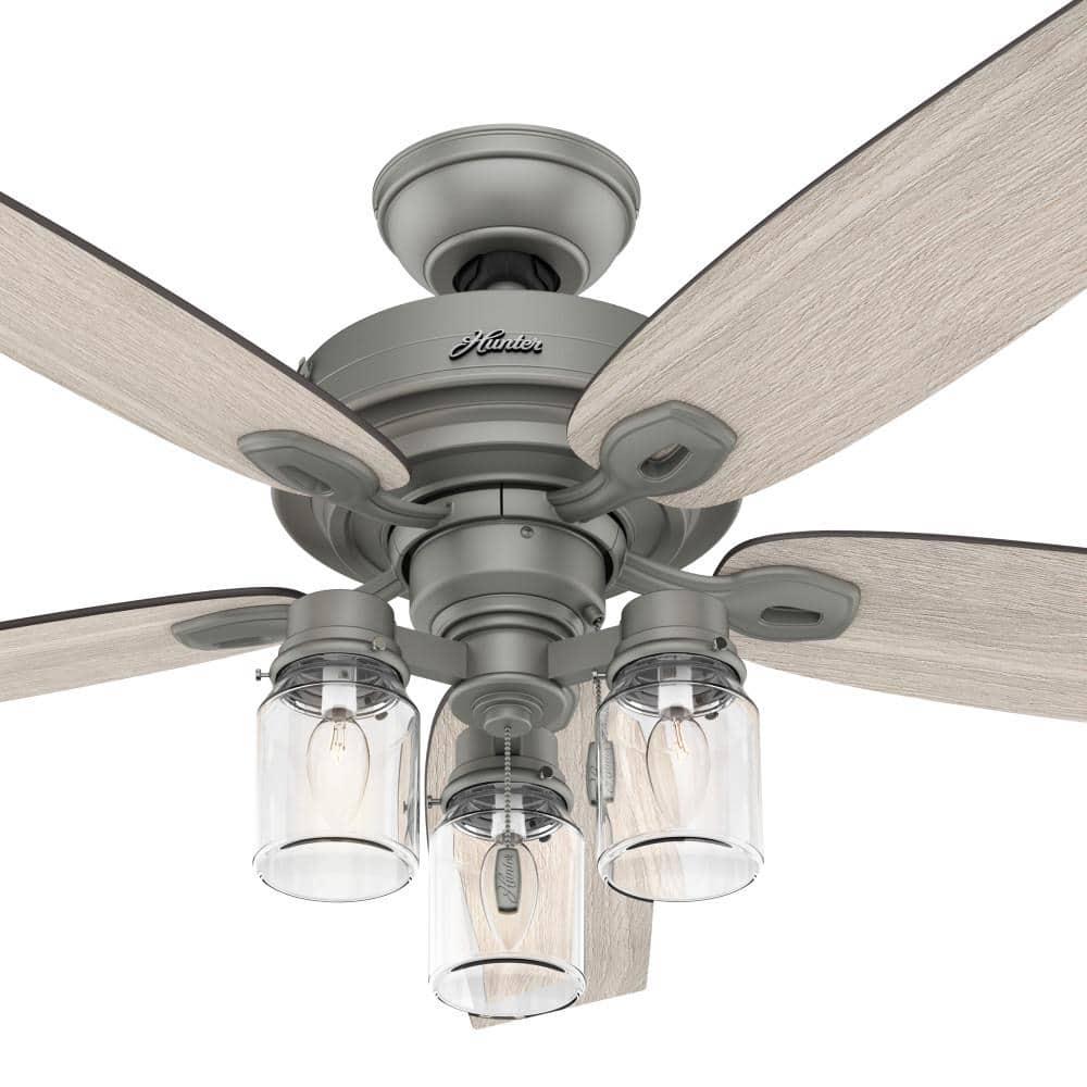 Hunter Crown Canyon 52 in LED Indoor Matte Nickel Ceiling Fan with Light Kit