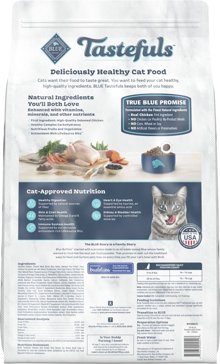 Blue Buffalo Tastefuls Active Natural Chicken Adult Dry Cat Food