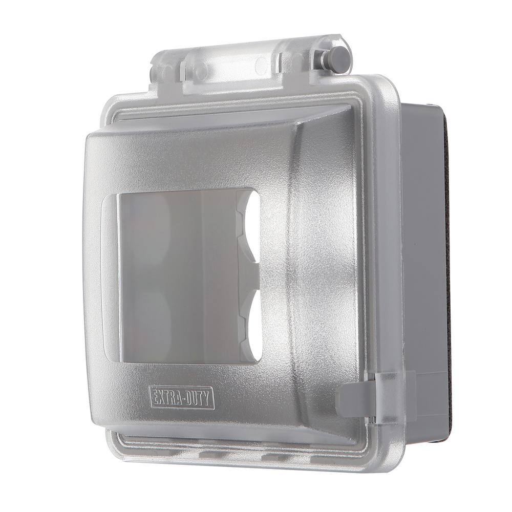 Commercial Electric Gray 2-Gang Extra-Duty Non-Metallic While-In-Use Weatherproof HorizontalVertical Receptacle Cover WCW2PC