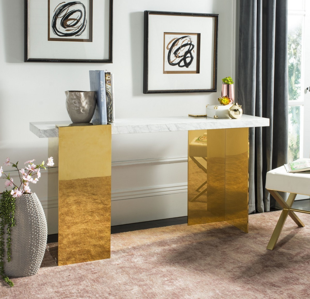 Provo Marble Console Table Marble/Brass   Contemporary   Console Tables   by V.S.D Furniture  Houzz