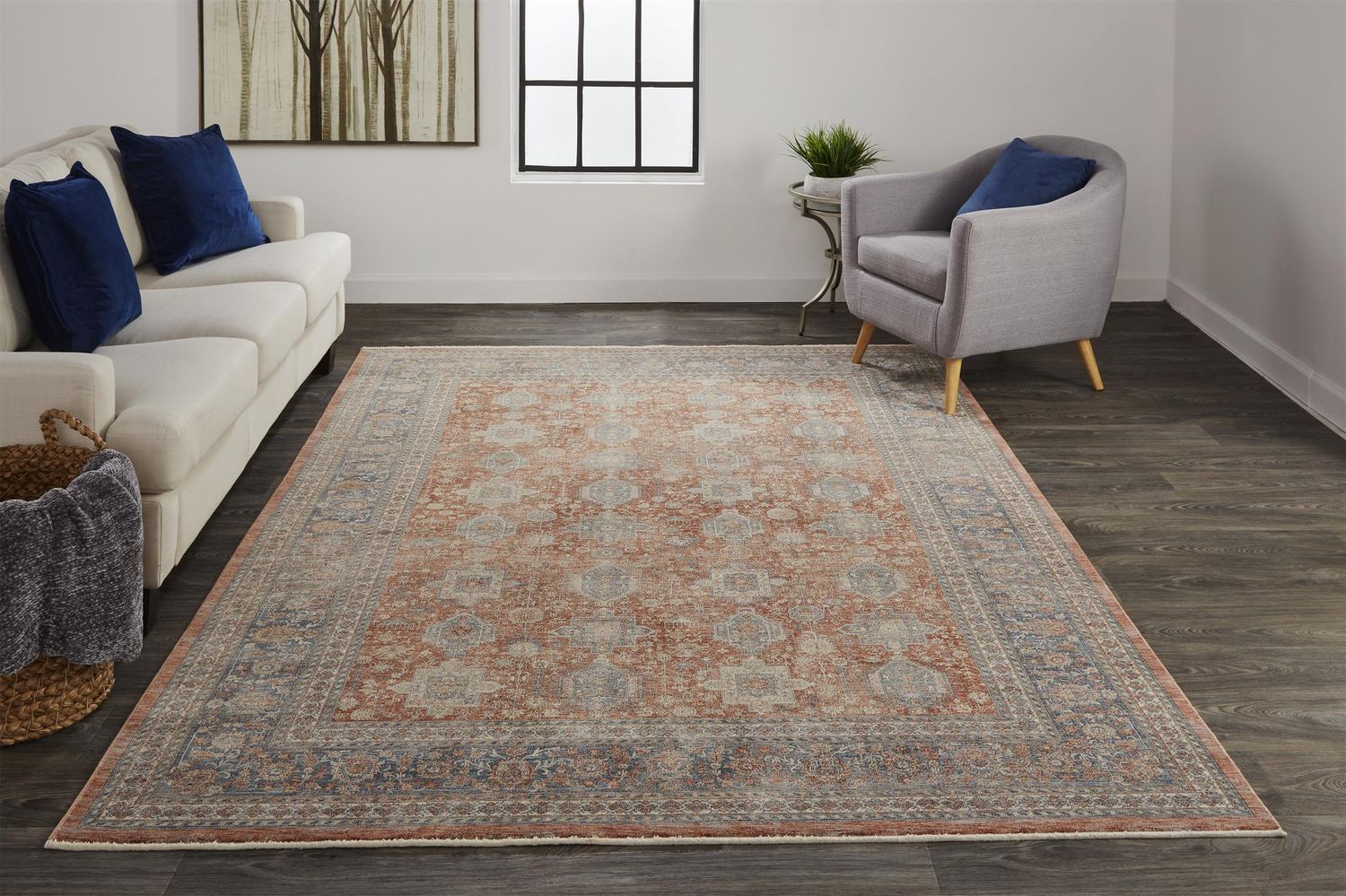 Gilford Rust and Blue Rug by BD Fine