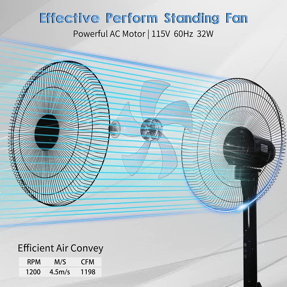 Edendirect 14.5 in. Adjustable 12 Levels Speed Pedestal Stand Fan with Remote Control 90 Horizontal Oscillating 9-Hours Timer DHS0RA0713003