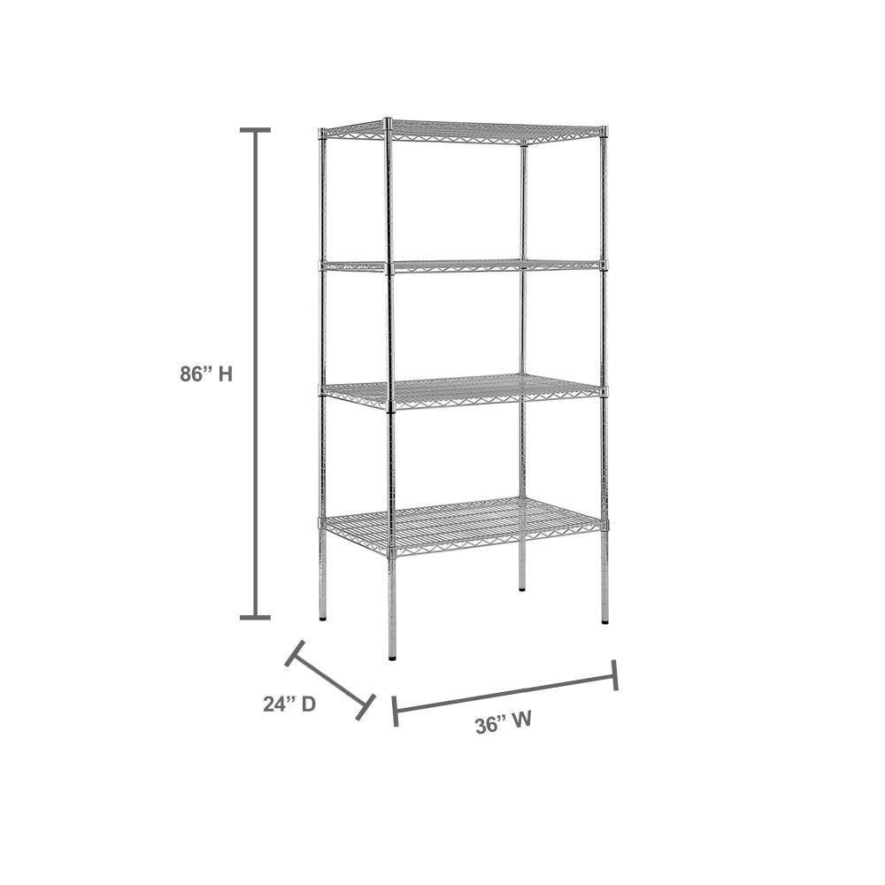 Sandusky Chrome 4-Tier Heavy Duty Steel Garage Storage Shelving Unit (36 in. W x 86 in. H x 24 in. D) WS362486-C