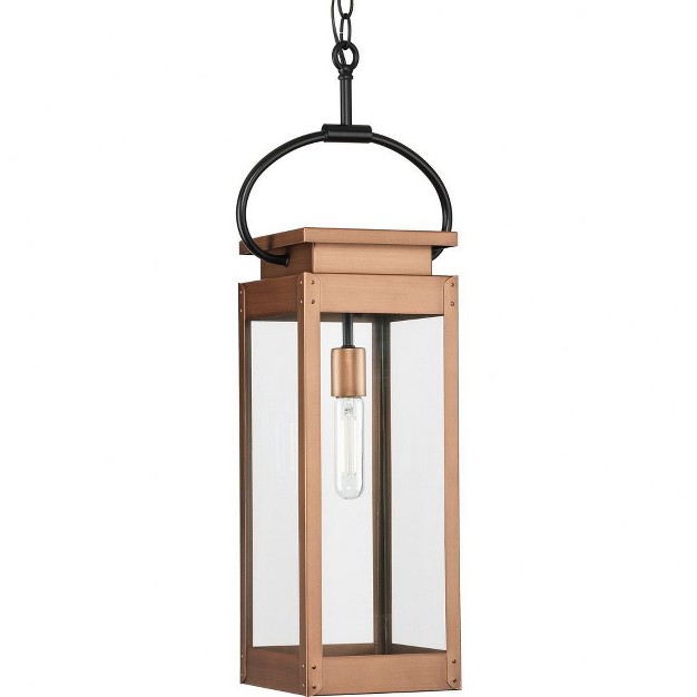 Progress Lighting Union Square 1 light Outdoor Hanging Lantern Antique Copper Clear Glass Panels Steel