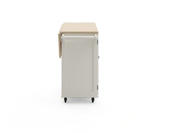 HOMESTYLES Dolly Madison White Kitchen Cart with Natural Wood Top