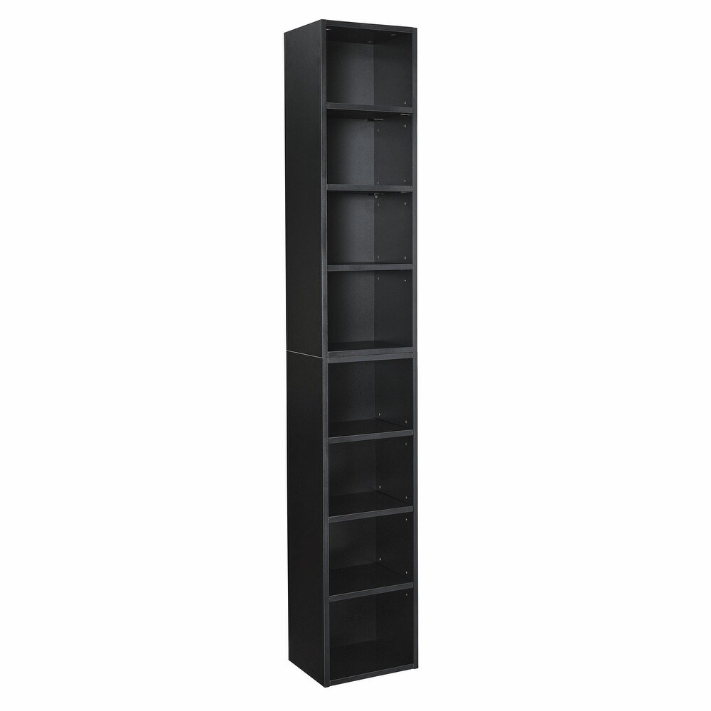 Adjustable 8 Tier Media Tower: Streamlined CD/DVD Storage  Bookcase with Adjustable Shelves. Versatile Double Decker Display