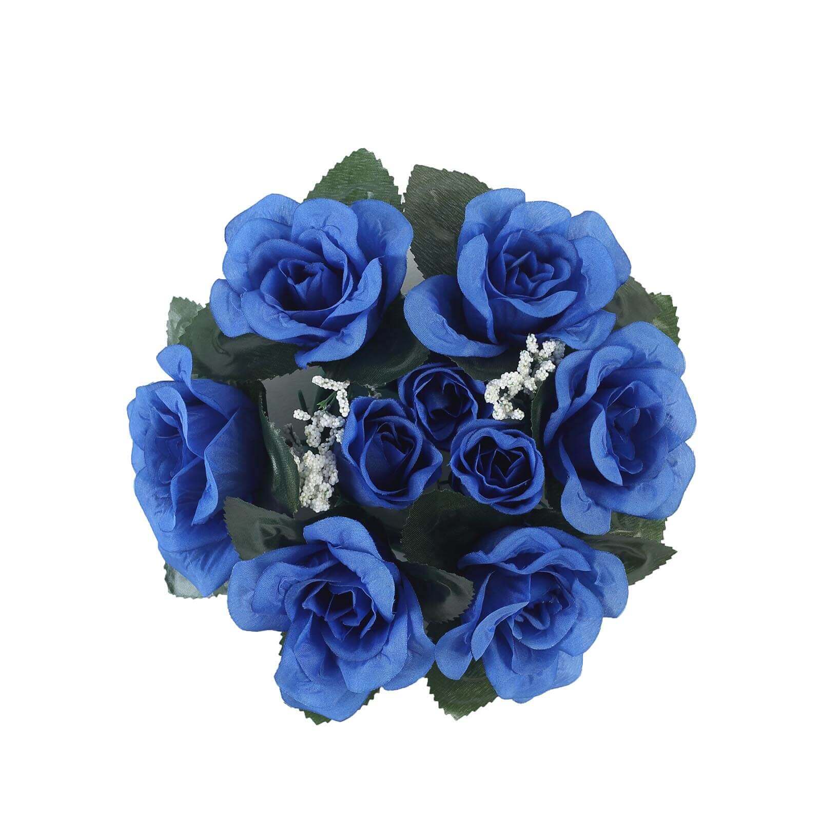 4 Pack Royal Blue Artificial Silk Rose Flower Candle Ring Wreaths 3