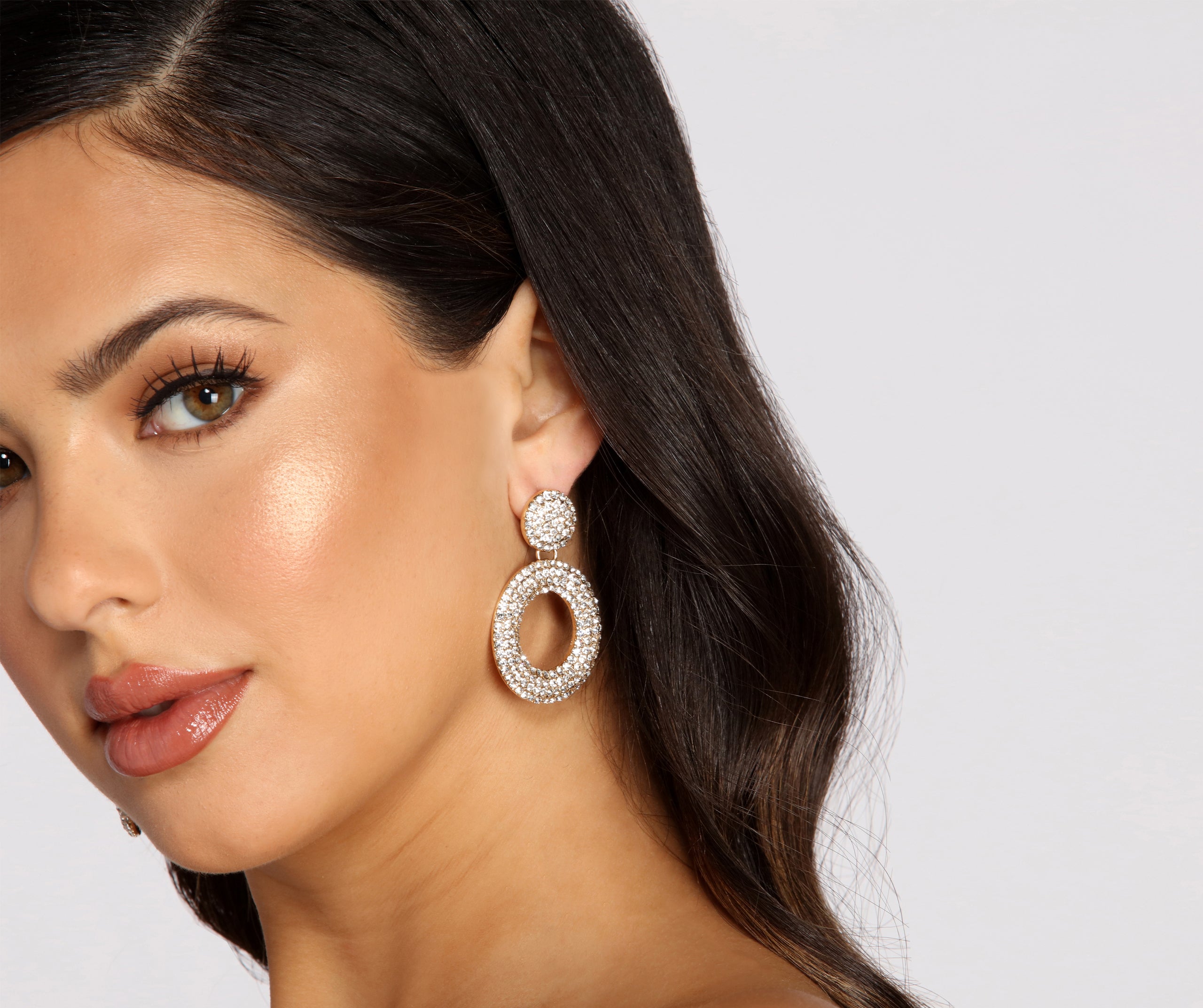 Bringing It Circular Rhinestone Drop Earrings