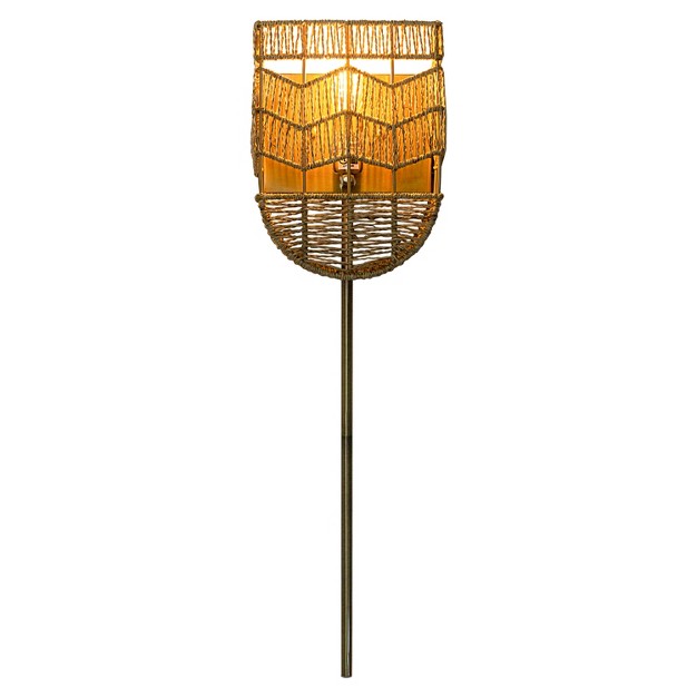 Marley High Brushed Gold Iron Wall Sconce With Tan Hemp Rope Shade River Of Goods